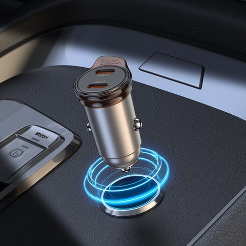 Автомобильное зарядное устройство Hoco NZ16B, черное, Power Delivery (PD), c кабелем USB тип-C к USB тип-C, 45 Вт, 2 порта, 12-24 B, #6942007644792 Превью 5