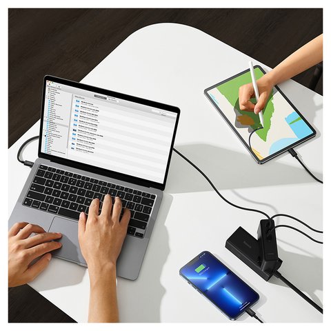 Mains Charger Baseus GaN5 Pro, (140 W, Quick Charge, black, with cable USB type C to USB type C, 3 outputs) #CCGP100201 Preview 3