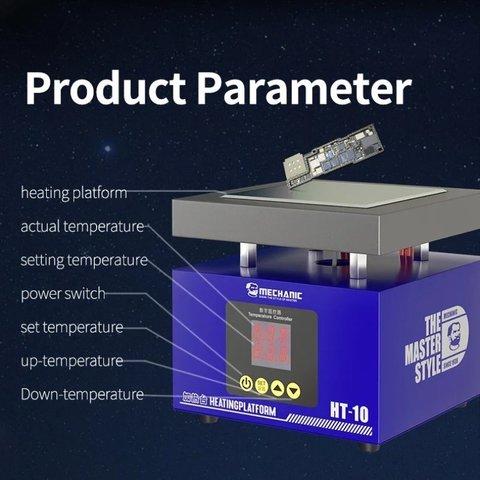 Plataforma de precalentamiento Mechanic HT-10, para reparar placas base, 10*10cm, 20-320°С, 260W Vista previa  4