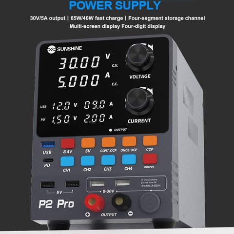 Fuente de alimentación (potencia) Sunshine P2 Pro, de cuatro canales, transformador, hasta 30 V, hasta 5 A, indicadores de diodos de luz, 330W Vista previa  1