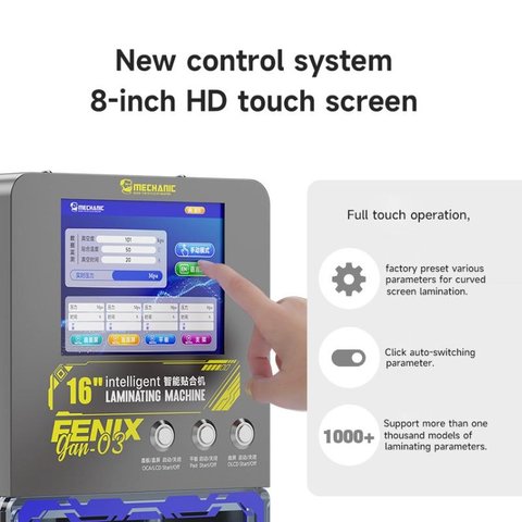 Dispositivo para pegar módulos de pantallas Mechanic GAN-03 FENIX puede usarse con celulares; tablet PC, se usa para pantallas de hasta 16" Vista previa  2