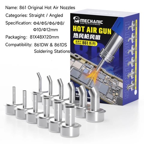 Boquilla para pistolas de aire Mechanic 861 Original, curvada, 6in1, 4mm/5mm/6mm/8mm/10mm/12mm Vista previa  4